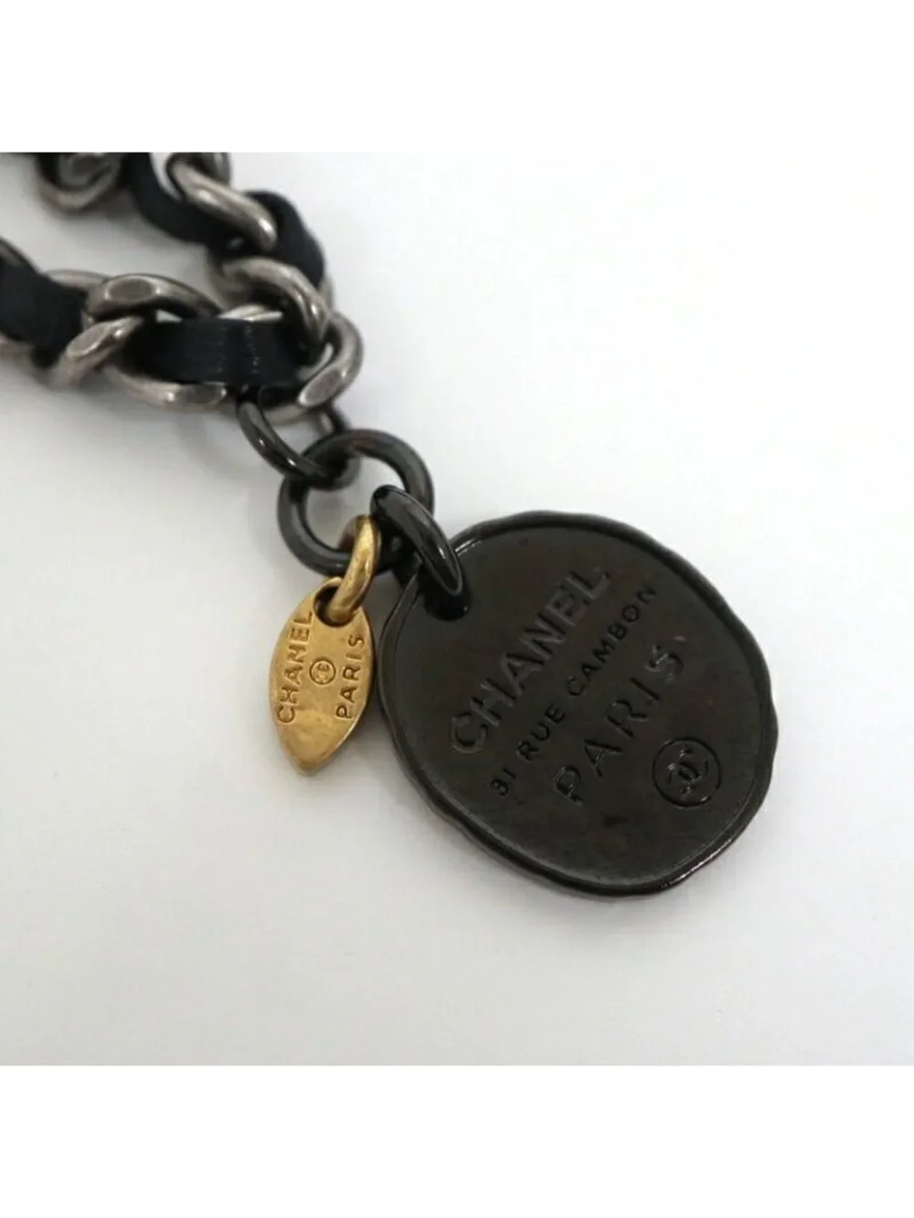 Chanel Quilted Chain Wallet 19 Lambskin Black Gold Silver - Picture 8 of 8